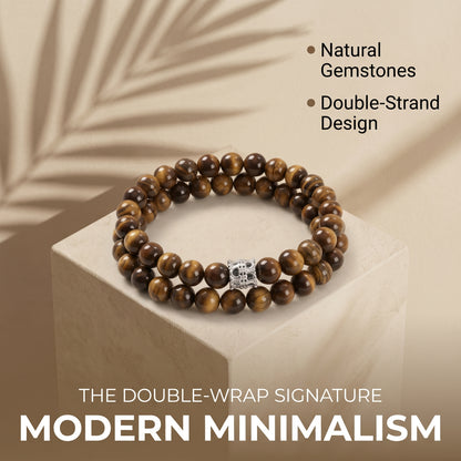 Yellow Tiger Eye Double Wrap Bracelet for Women, Natural Stone Bead Wrist Jewelry with Polished Beads, Golden Polished Style for Daily Outfits, Meditation, Layering, and Gift Styling