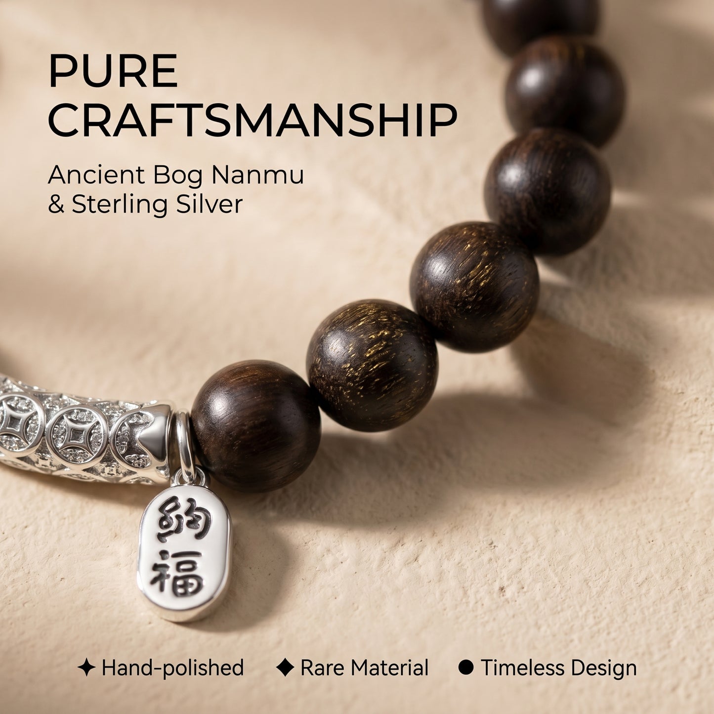 Golden Nanmu Wood Beaded Bracelet for Men and Women, Natural Wood Bead Wrist Jewelry with Polished Beads, Earthy Minimalist Style for Daily Outfits, Meditation, Layering, and Gift Styling