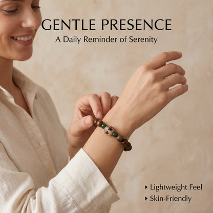 Green Sandalwood and Bodhi Root Beaded Bracelet for Men and Women, Natural Wood Bead Wrist Jewelry with Polished Beads, Nature Inspired Style for Daily Outfits, Meditation, Layering, and Gift Styling