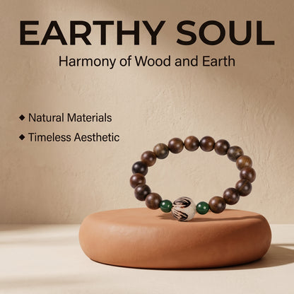 Green Sandalwood and Bodhi Root Beaded Bracelet for Men and Women, Natural Wood Bead Wrist Jewelry with Polished Beads, Nature Inspired Style for Daily Outfits, Meditation, Layering, and Gift Styling