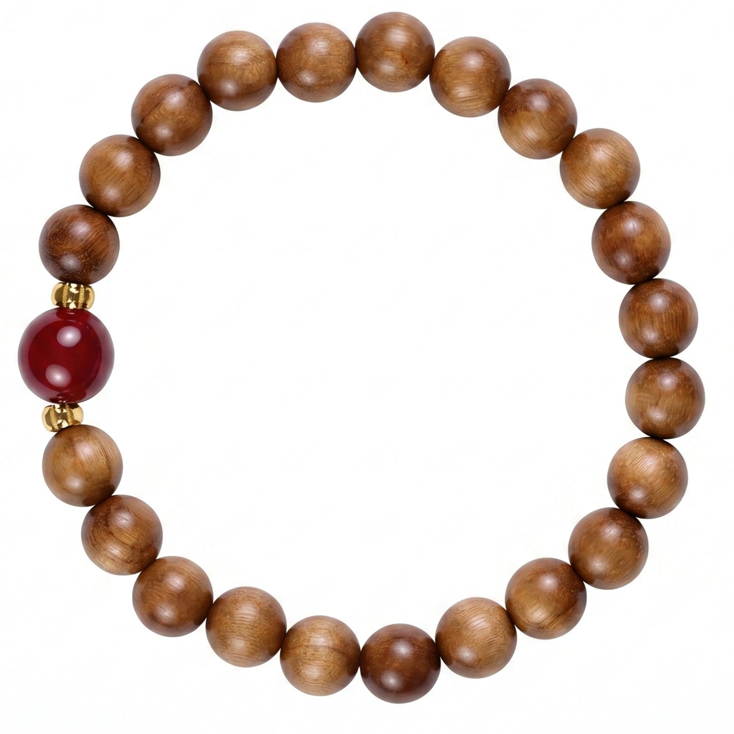 Sandalwood Beaded Bracelet for Men and Women, Natural Wood Bead Wrist Jewelry with Polished Beads, Earthy Minimalist Style for Daily Outfits, Meditation, Layering, and Gift Styling