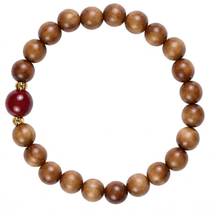 Sandalwood Beaded Bracelet for Men and Women, Natural Wood Bead Wrist Jewelry with Polished Beads, Earthy Minimalist Style for Daily Outfits, Meditation, Layering, and Gift Styling