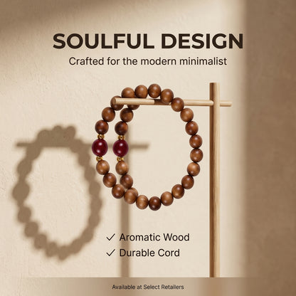 Sandalwood Beaded Bracelet for Men and Women, Natural Wood Bead Wrist Jewelry with Polished Beads, Earthy Minimalist Style for Daily Outfits, Meditation, Layering, and Gift Styling