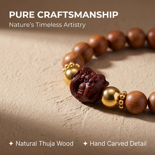 Thuja Wood Beaded Bracelet for Men and Women, Natural Wood Bead Wrist Jewelry with Polished Beads, Earthy Minimalist Style for Daily Outfits, Meditation, Layering, and Gift Styling