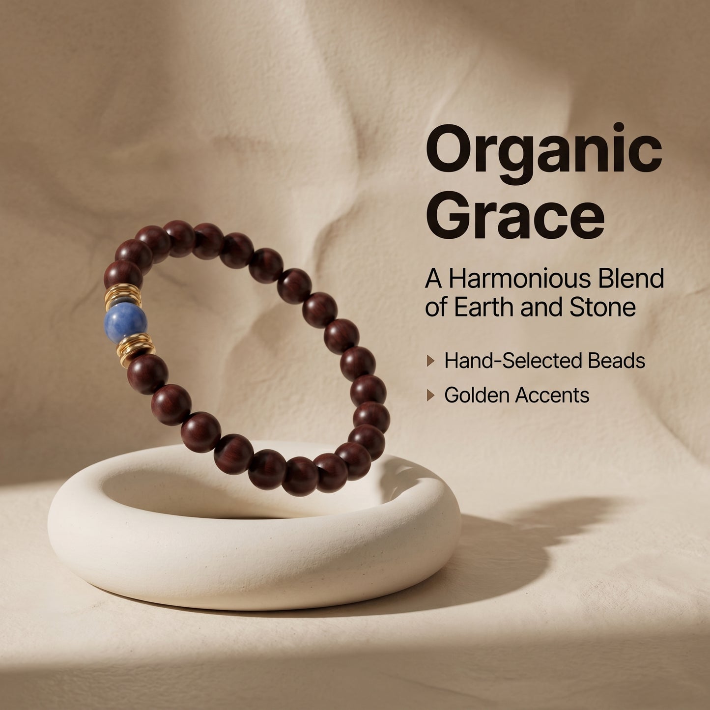 Rosewood and Kyanite Beaded Bracelet for Men and Women, Natural Wood and Stone Wrist Jewelry with Polished Beads, Earthy Minimalist Style for Daily Outfits, Meditation, Layering, and Gift Styling