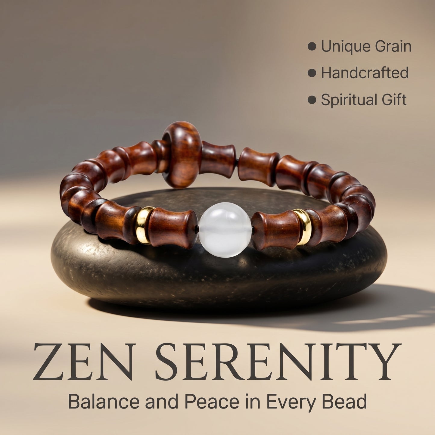 Rosewood Beaded Bracelet for Men and Women, Natural Wood Bead Wrist Jewelry with Polished Beads, Earthy Minimalist Style for Daily Outfits, Meditation, Layering, and Gift Styling