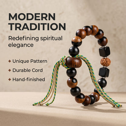 Yin Yang Sandalwood Beaded Bracelet for Men and Women, Natural Wood Bead Wrist Jewelry with Polished Beads, Earthy Minimalist Style for Daily Outfits, Meditation, Layering, and Gift Styling