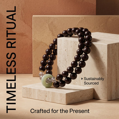 Red Sandalwood Beaded Bracelet for Men and Women, Natural Wood Bead Wrist Jewelry with Polished Beads, Earthy Minimalist Style for Daily Outfits, Meditation, Layering, and Gift Styling