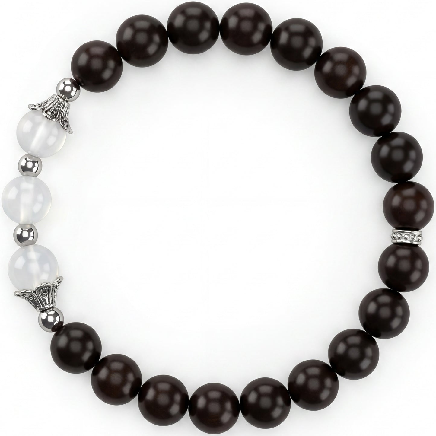Green Sandalwood Beaded Bracelet for Men and Women, Natural Wood Bead Wrist Jewelry with Polished Beads, Nature Inspired Style for Daily Outfits, Meditation, Layering, and Gift Styling