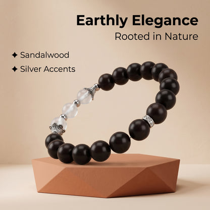 Green Sandalwood Beaded Bracelet for Men and Women, Natural Wood Bead Wrist Jewelry with Polished Beads, Nature Inspired Style for Daily Outfits, Meditation, Layering, and Gift Styling