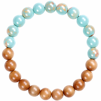 Golden Sandalwood and Shoushan Stone Beaded Bracelet for Men and Women, Natural Wood and Stone Jewelry with Polished Beads, Earthy Minimalist Style for Daily Wear, Meditation, Layering, and Gifts