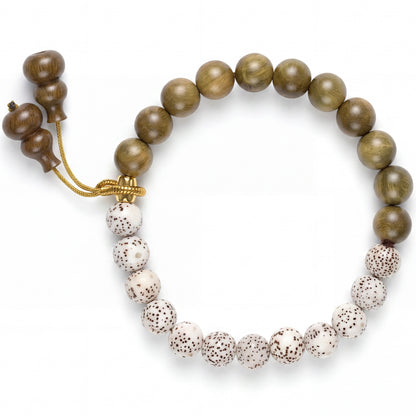 Green Sandalwood and Bodhi Seed Beaded Bracelet for Men and Women, Natural Wood Bead Wrist Jewelry with Polished Beads, Nature Inspired Style for Daily Outfits, Meditation, Layering, and Gift Styling