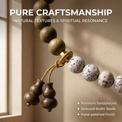Green Sandalwood and Bodhi Seed Beaded Bracelet for Men and Women, Natural Wood Bead Wrist Jewelry with Polished Beads, Nature Inspired Style for Daily Outfits, Meditation, Layering, and Gift Styling