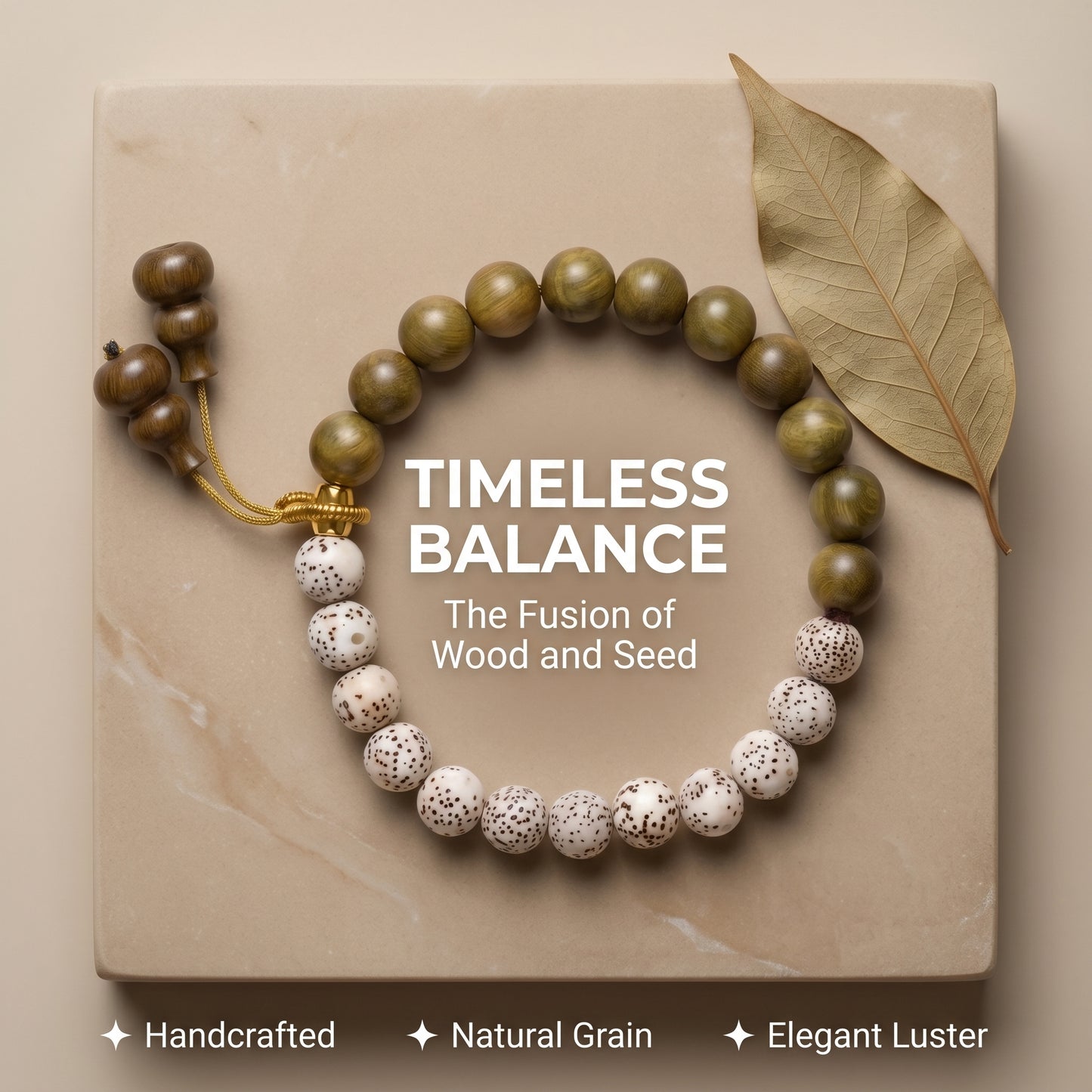 Green Sandalwood and Bodhi Seed Beaded Bracelet for Men and Women, Natural Wood Bead Wrist Jewelry with Polished Beads, Nature Inspired Style for Daily Outfits, Meditation, Layering, and Gift Styling