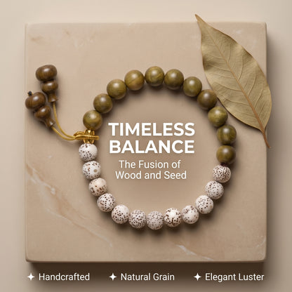 Green Sandalwood and Bodhi Seed Beaded Bracelet for Men and Women, Natural Wood Bead Wrist Jewelry with Polished Beads, Nature Inspired Style for Daily Outfits, Meditation, Layering, and Gift Styling