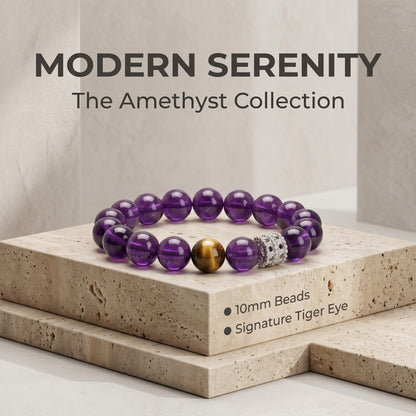Amethyst Beaded Bracelet for Women, Natural Crystal Stone Wrist Jewelry with Polished Beads, Serene Violet Style for Daily Outfits, Meditation, Layering, and Gift Styling