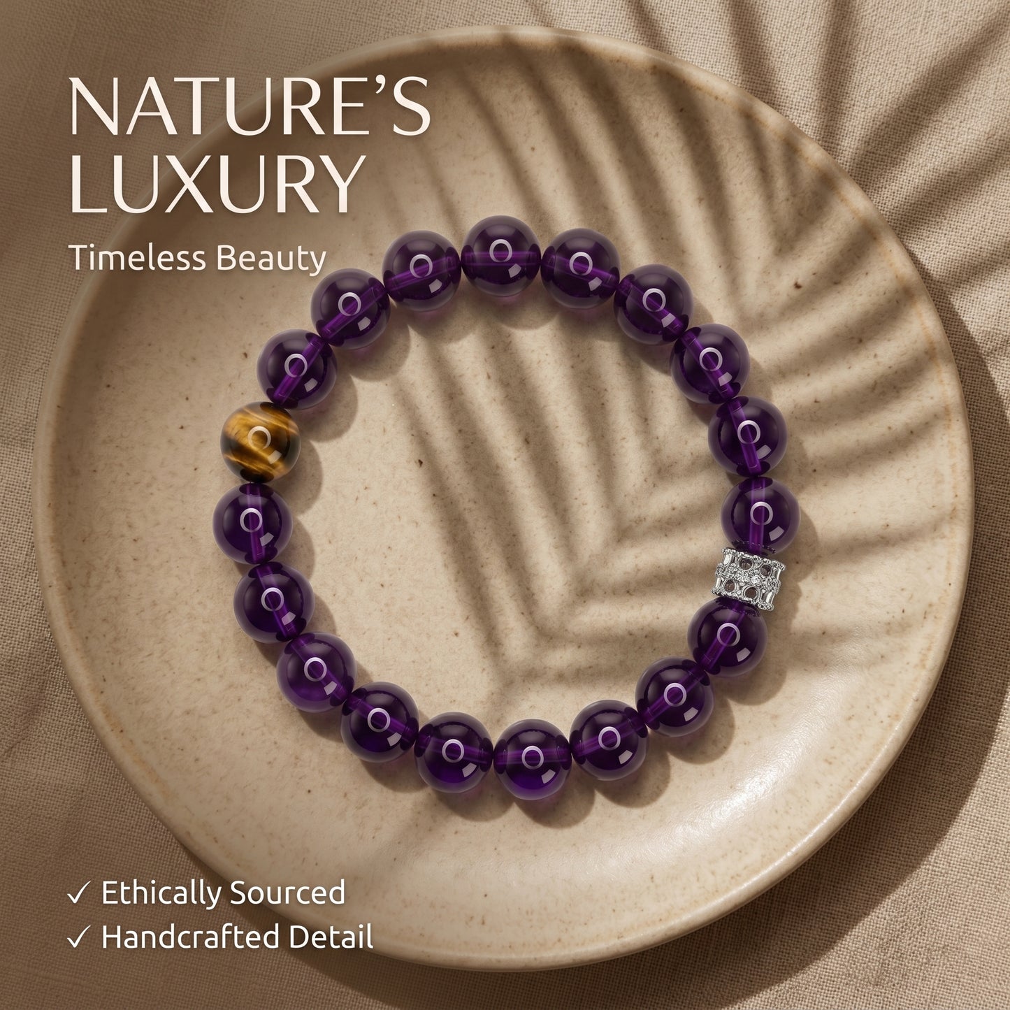 Amethyst Beaded Bracelet for Women, Natural Crystal Stone Wrist Jewelry with Polished Beads, Serene Violet Style for Daily Outfits, Meditation, Layering, and Gift Styling
