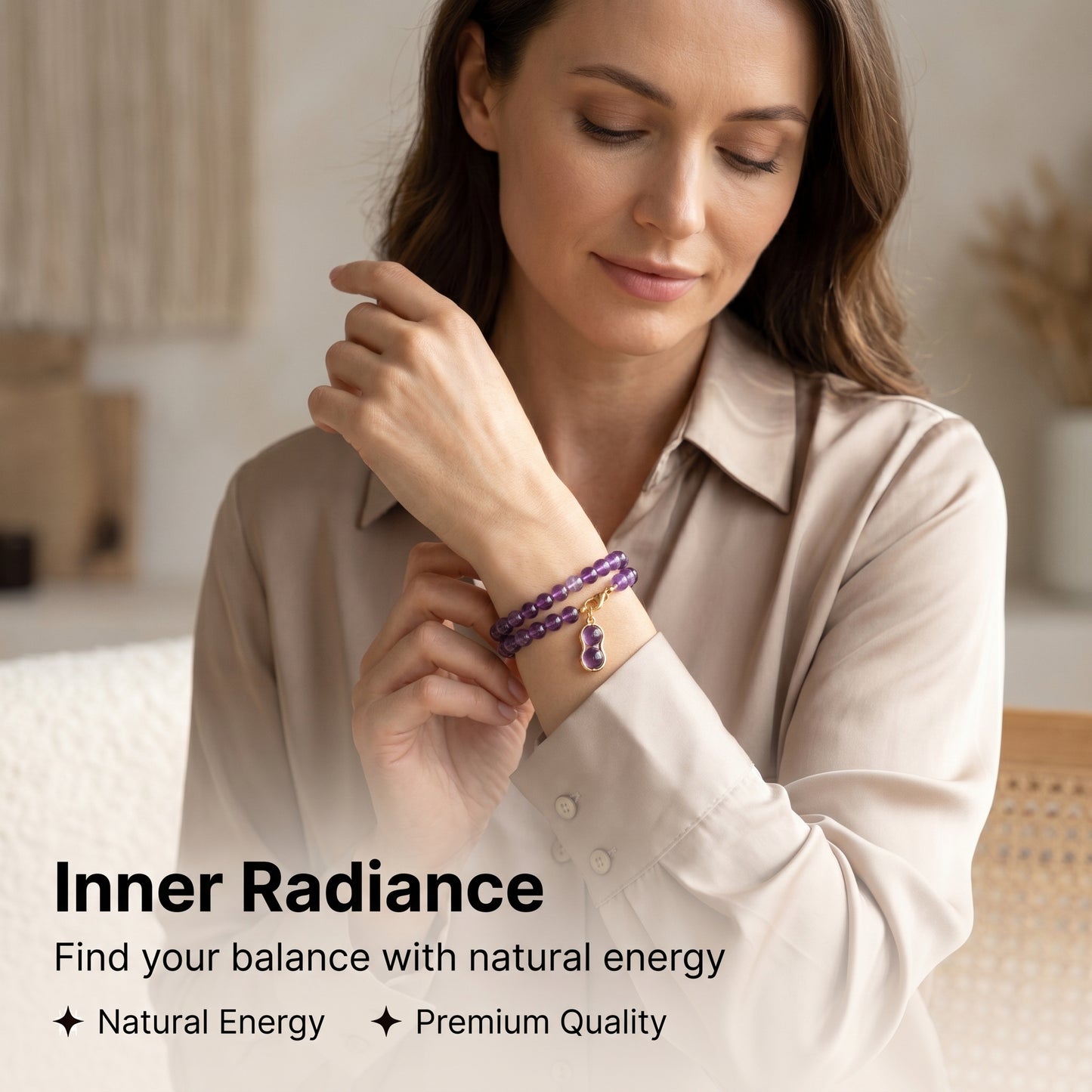 Amethyst Double Wrap Bracelet for Women, Natural Crystal Stone Wrist Jewelry with Polished Beads, Serene Violet Style for Daily Outfits, Meditation, Layering, and Gift Styling