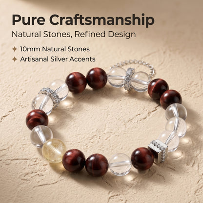 Red Tiger Eye Beaded Bracelet for Women, Natural Stone Bead Wrist Jewelry with Polished Beads, Warm Confident Style for Daily Outfits, Meditation, Layering, and Gift Styling