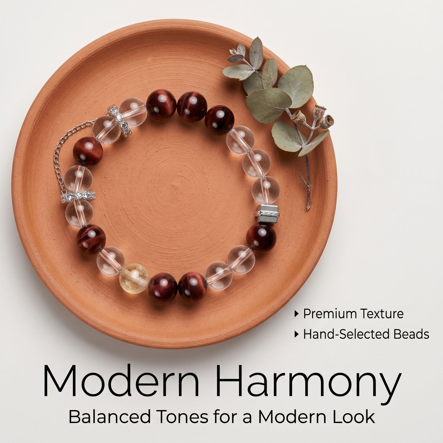 Red Tiger Eye Beaded Bracelet for Women, Natural Stone Bead Wrist Jewelry with Polished Beads, Warm Confident Style for Daily Outfits, Meditation, Layering, and Gift Styling