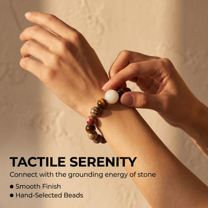 Leopard Jasper Beaded Bracelet for Women, Natural Stone Bead Wrist Jewelry with Polished Beads, Natural Polished Style for Daily Outfits, Meditation, Layering, and Gift Styling