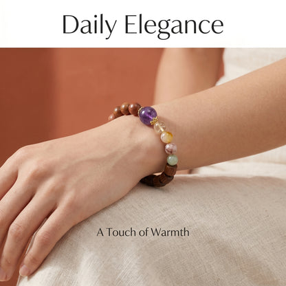 Honey Yellow Crystal Beaded Bracelet for Women, Natural Crystal Stone Wrist Jewelry with Polished Beads, Golden Polished Style for Daily Outfits, Meditation, Layering, and Gift Styling