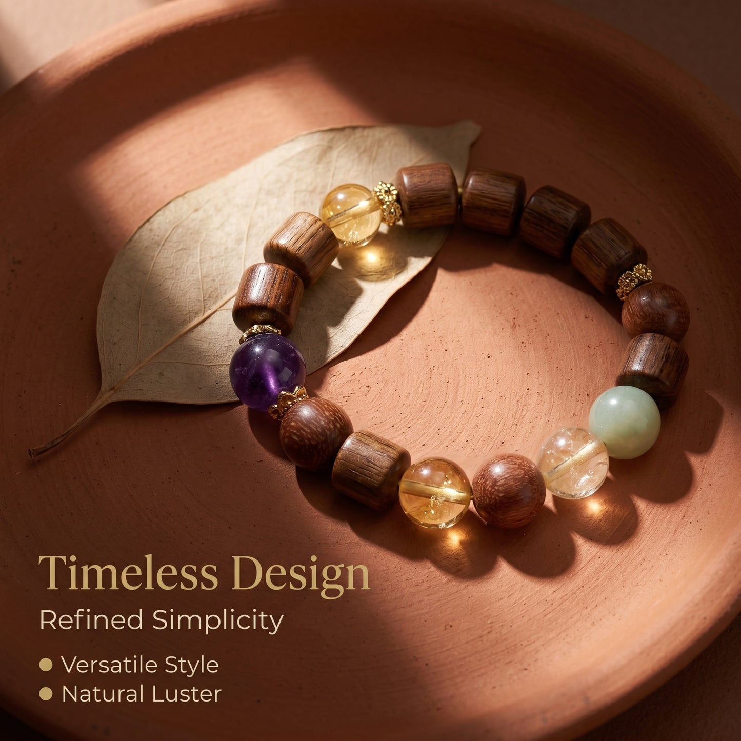 Honey Yellow Crystal Beaded Bracelet for Women, Natural Crystal Stone Wrist Jewelry with Polished Beads, Golden Polished Style for Daily Outfits, Meditation, Layering, and Gift Styling
