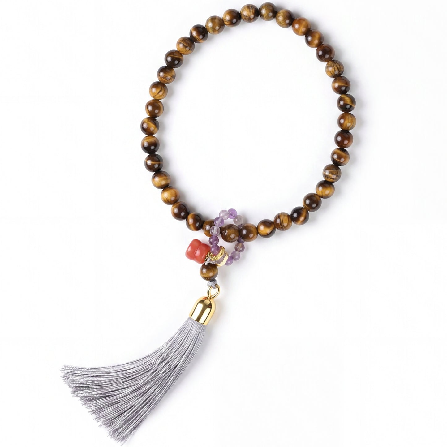 Yellow Tiger Eye Mala Style Bracelet for Women, Natural Stone Bead Wrist Jewelry with Polished Beads, Golden Polished Style for Daily Outfits, Meditation, Layering, and Gift Styling