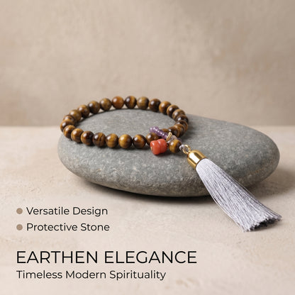 Yellow Tiger Eye Mala Style Bracelet for Women, Natural Stone Bead Wrist Jewelry with Polished Beads, Golden Polished Style for Daily Outfits, Meditation, Layering, and Gift Styling