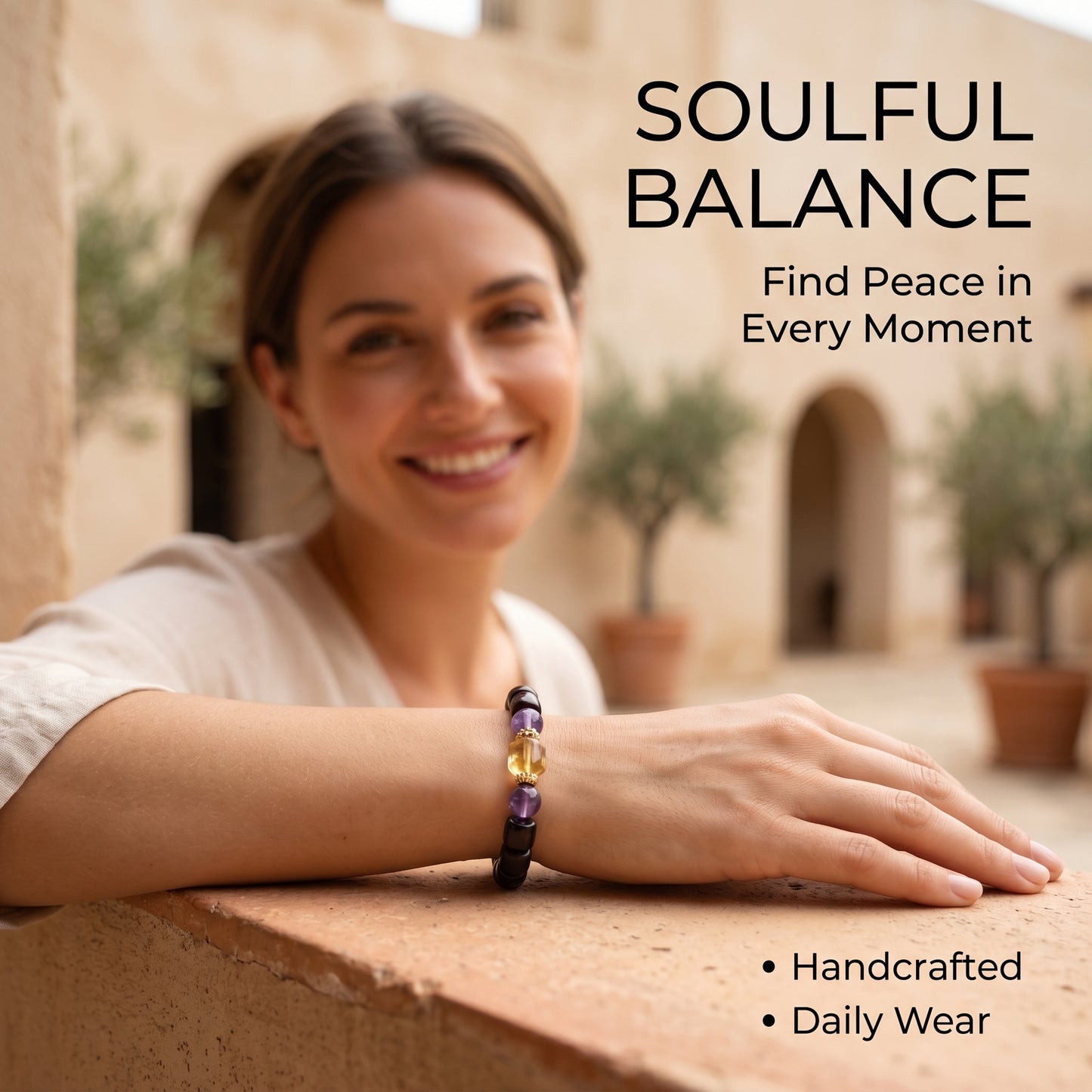 Amethyst and Rosewood Beaded Bracelet for Men and Women, Natural Wood and Stone Wrist Jewelry with Polished Beads, Serene Violet Style for Daily Outfits, Meditation, Layering, and Gift Styling