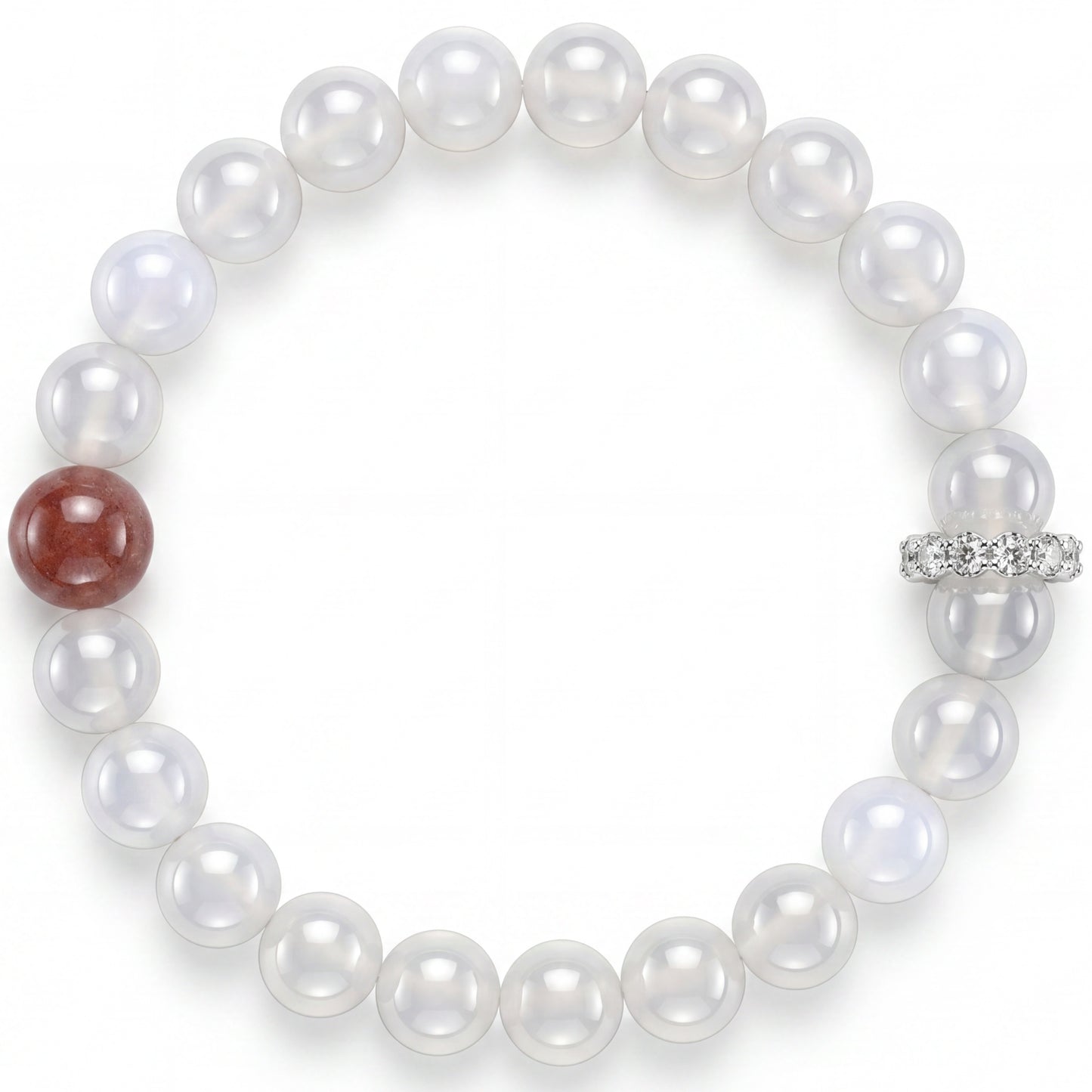White Agate Beaded Bracelet for Women, Natural Stone Bead Wrist Jewelry with Polished Beads, Soft Neutral Style for Daily Outfits, Meditation, Layering, and Gift Styling
