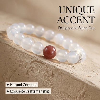 White Agate Beaded Bracelet for Women, Natural Stone Bead Wrist Jewelry with Polished Beads, Soft Neutral Style for Daily Outfits, Meditation, Layering, and Gift Styling
